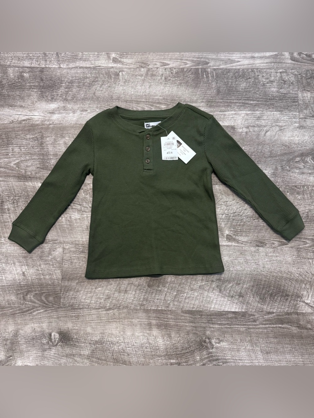 Epic Threads Kids NWT Waffle Knit Thermal Shirt Seaweed Green Boys Sz. 4T